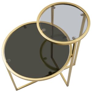 Mauro Ferretti mesa auxiliar 2 niveles 50x40x60,5 cm oro