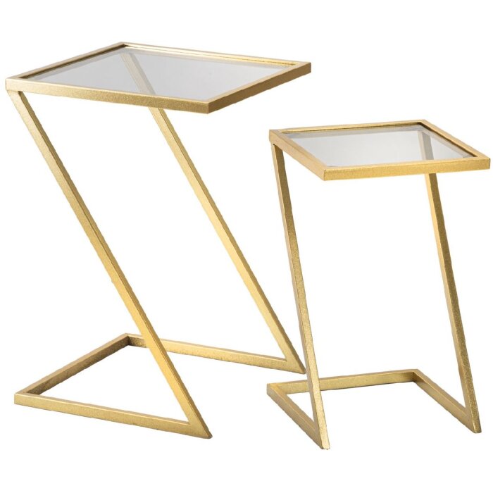Mauro Ferretti mesas auxiliares Z juego de 2 40x40x60 y 30x30x50 cm oro