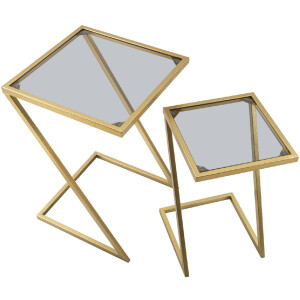 Mauro Ferretti mesas auxiliares Z juego de 2 40x40x60 y 30x30x50 cm oro