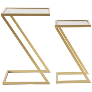 Mauro Ferretti mesas auxiliares Z juego de 2 40x40x60 y 30x30x50 cm oro