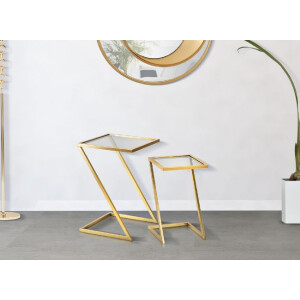 Mauro Ferretti mesas auxiliares Z juego de 2 40x40x60 y 30x30x50 cm oro