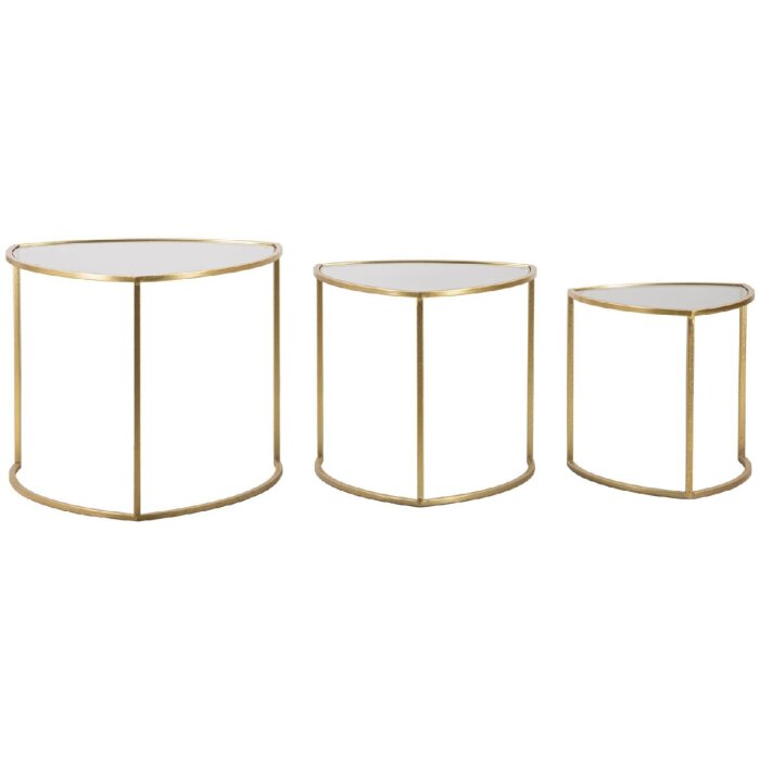 Mauro Ferretti mesa auxiliar Triangle set de 3 Ø 60x50-50x45-40x40 cm oro