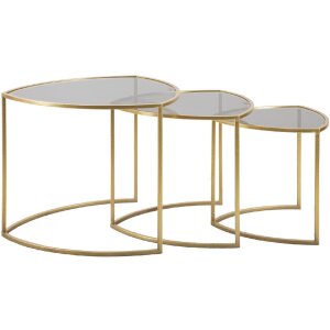Mauro Ferretti mesa auxiliar Triangle set de 3 Ø 60x50-50x45-40x40 cm oro