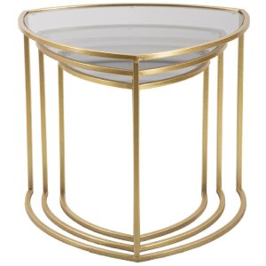 Mauro Ferretti mesa auxiliar Triangle set de 3 Ø 60x50-50x45-40x40 cm oro