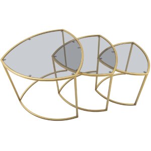 Mauro Ferretti mesa auxiliar Triangle set de 3 Ø 60x50-50x45-40x40 cm oro