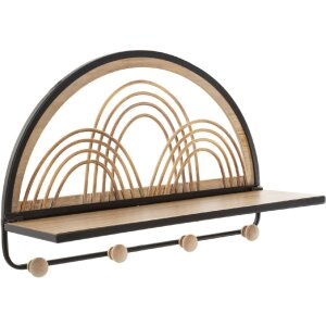 Mauro Ferretti estantería de pared Oporto con ganchos 46x15,5x30 cm negro marrón