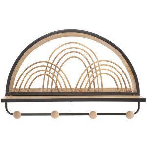 Mauro Ferretti estantería de pared Oporto con ganchos 46x15,5x30 cm negro marrón