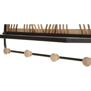 Mauro Ferretti estantería de pared Oporto con ganchos 46x15,5x30 cm negro marrón