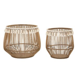 Mauro Ferretti Juego de cestas Fuji 2 piezas Ø 47x39,5-34x36,5 cm marrón