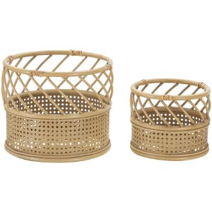 Jardinera Mauro Ferretti Panamá lote de 2 Ø 30x25-22x18 cm marrón
