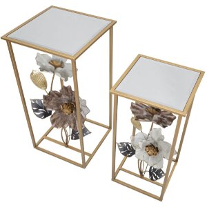 Mauro Ferretti mesa auxiliar flor set 2 piezas 36x36x70-30x30x60 cm multicolor
