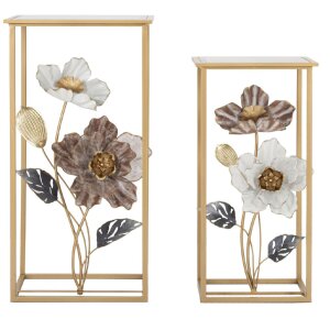Mauro Ferretti mesa auxiliar flor set 2 piezas 36x36x70-30x30x60 cm multicolor