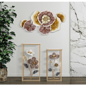 Mauro Ferretti mesa auxiliar flor set 2 piezas 36x36x70-30x30x60 cm multicolor