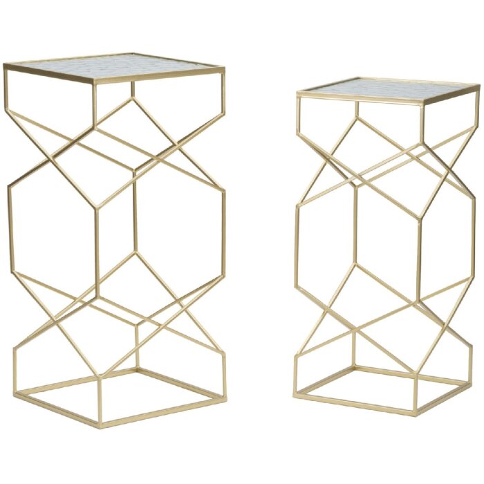 Mauro Ferretti juego de mesa auxiliar Glassy 2pcs 31,5x31,5x68 y 28x28x64 cm oro