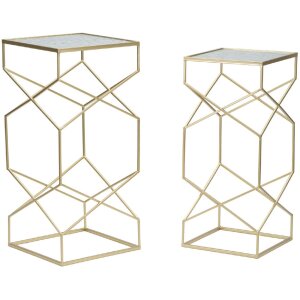 Mauro Ferretti juego de mesa auxiliar Glassy 2pcs 31,5x31,5x68 y 28x28x64 cm oro