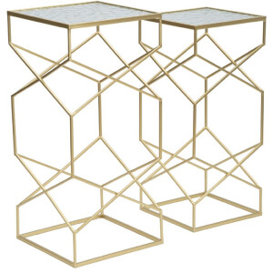 Mauro Ferretti juego de mesa auxiliar Glassy 2pcs 31,5x31,5x68 y 28x28x64 cm oro