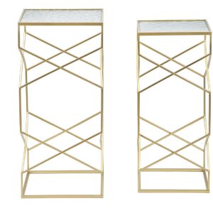 Mauro Ferretti juego de mesa auxiliar Glassy 2pcs 31,5x31,5x68 y 28x28x64 cm oro