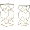 Mauro Ferretti juego de mesa auxiliar Glassy 2pcs 31,5x31,5x68 y 28x28x64 cm oro
