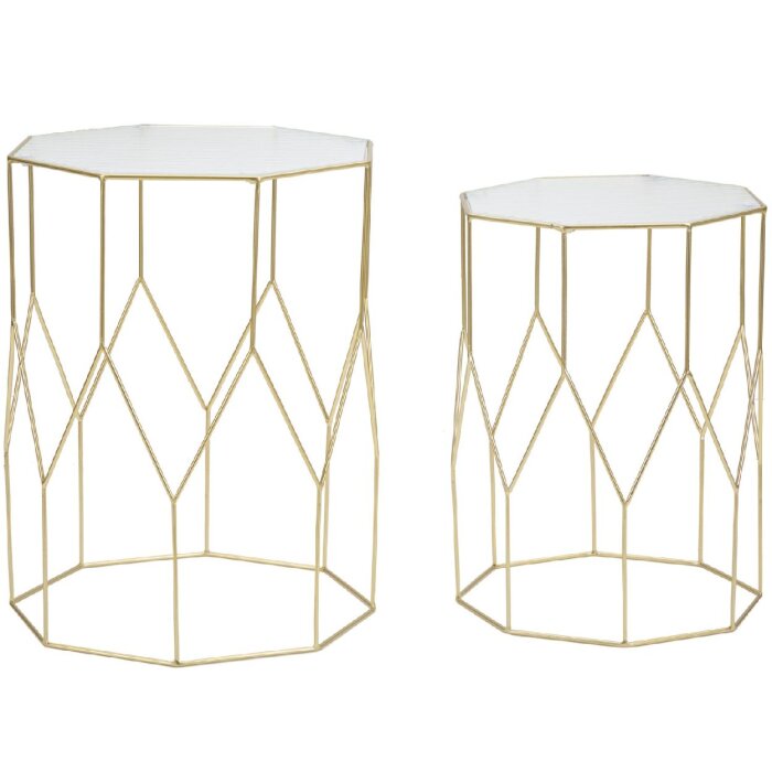 Mauro Ferretti mesa auxiliar juego cristal 2pcs Ø 37x47 y 31x42 cm oro