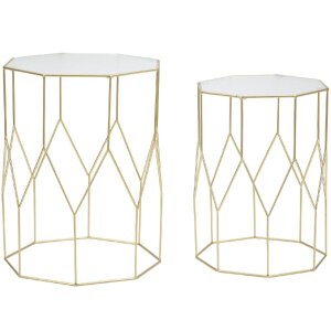 Mauro Ferretti mesa auxiliar juego cristal 2pcs Ø 37x47 y 31x42 cm oro
