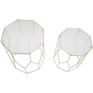 Mauro Ferretti mesa auxiliar juego cristal 2pcs Ø 37x47 y 31x42 cm oro