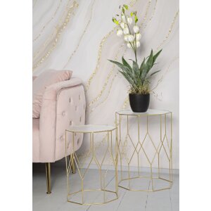 Mauro Ferretti mesa auxiliar juego cristal 2pcs Ø 37x47 y 31x42 cm oro