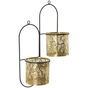 Mauro Ferretti florero Hong doble 27x14x48 cm oro negro