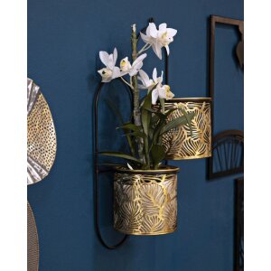 Mauro Ferretti florero Hong doble 27x14x48 cm oro negro