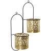Mauro Ferretti florero Hong doble 27x14x48 cm oro negro
