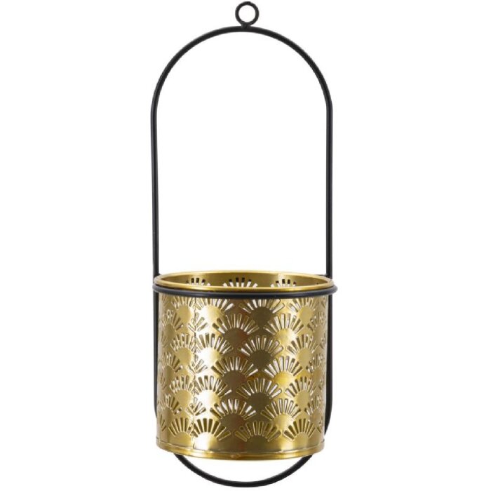 Mauro Ferretti florero Hong 14x14x37 cm oro negro