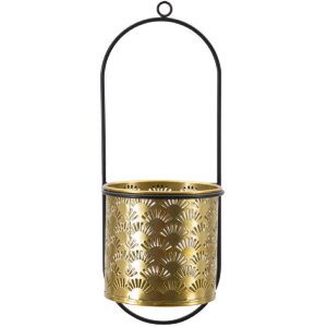 Mauro Ferretti florero Hong 14x14x37 cm oro negro
