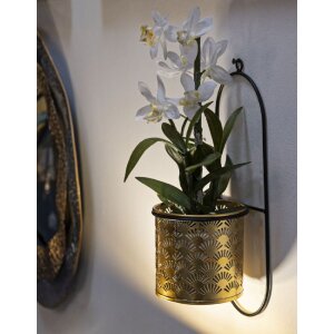 Mauro Ferretti florero Hong 14x14x37 cm oro negro