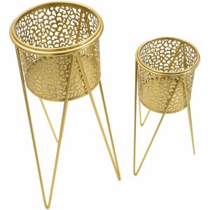 Mauro Ferretti florero Glod set de 2 21x20x46 y 18x18x32 cm oro