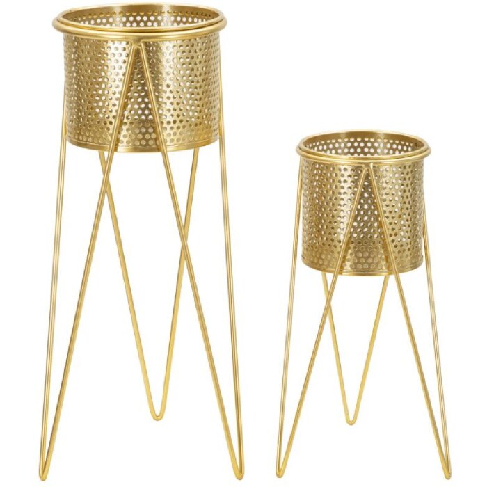 Mauro Ferretti florero Glat set de 2 21x20x46 y 18x18x32 cm oro