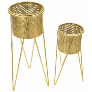 Mauro Ferretti florero Glat set de 2 21x20x46 y 18x18x32 cm oro