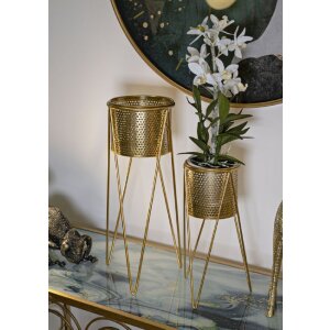 Mauro Ferretti florero Glat set de 2 21x20x46 y 18x18x32 cm oro