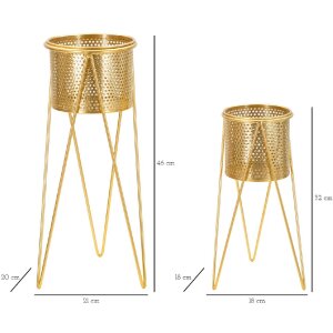 Mauro Ferretti florero Glat set de 2 21x20x46 y 18x18x32 cm oro