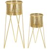 Mauro Ferretti florero Glat set de 2 21x20x46 y 18x18x32 cm oro