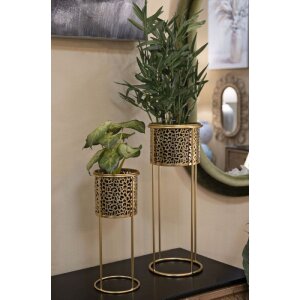 Mauro Ferretti florero Nat set de 2 Ø 17x46 y Ø 14x34 cm oro