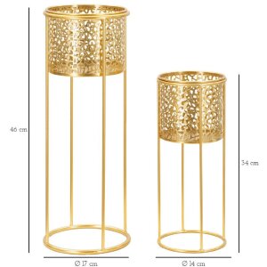 Mauro Ferretti florero Nat set de 2 Ø 17x46 y Ø 14x34 cm oro