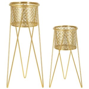 Mauro Ferretti florero Nat set de 2 21x20x46 y 18x18x32 cm oro