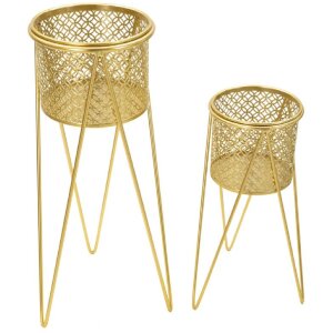 Mauro Ferretti florero Nat set de 2 21x20x46 y 18x18x32 cm oro