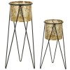 Mauro Ferretti Drak florero set de 2 21x20x46 y 18x18x32 cm oro negro