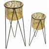 Mauro Ferretti Drak florero set de 2 21x20x46 y 18x18x32 cm oro negro