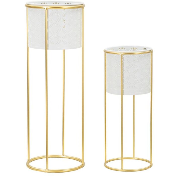Mauro Ferretti florero Whity set de 2 Ø 17x46 y 14x34 cm oro blanco