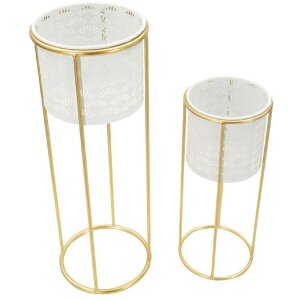 Mauro Ferretti florero Whity set de 2 Ø 17x46 y 14x34 cm oro blanco