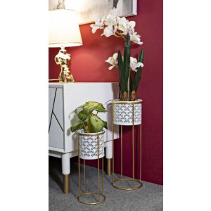 Mauro Ferretti florero Whity set de 2 Ø 17x46 y 14x34 cm oro blanco