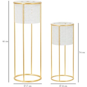 Mauro Ferretti florero Whity set de 2 Ø 17x46 y 14x34 cm oro blanco