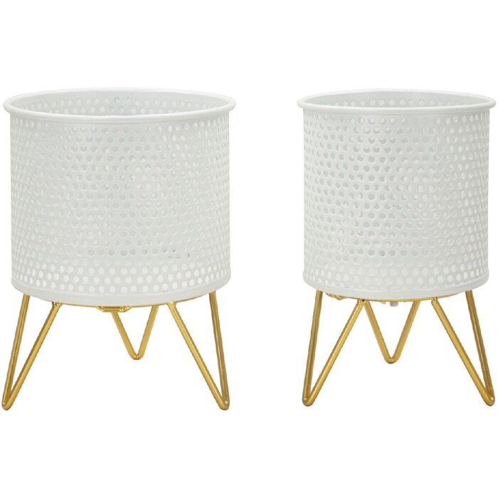 Mauro Ferretti Gaspy florero set de 2 Ø 16x20 y 13x20 cm oro blanco