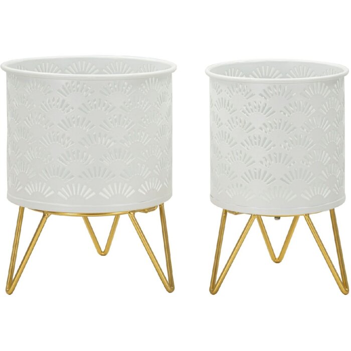 Mauro Ferretti Carly florero set de 2 Ø 16x20 y 13x20 cm oro blanco